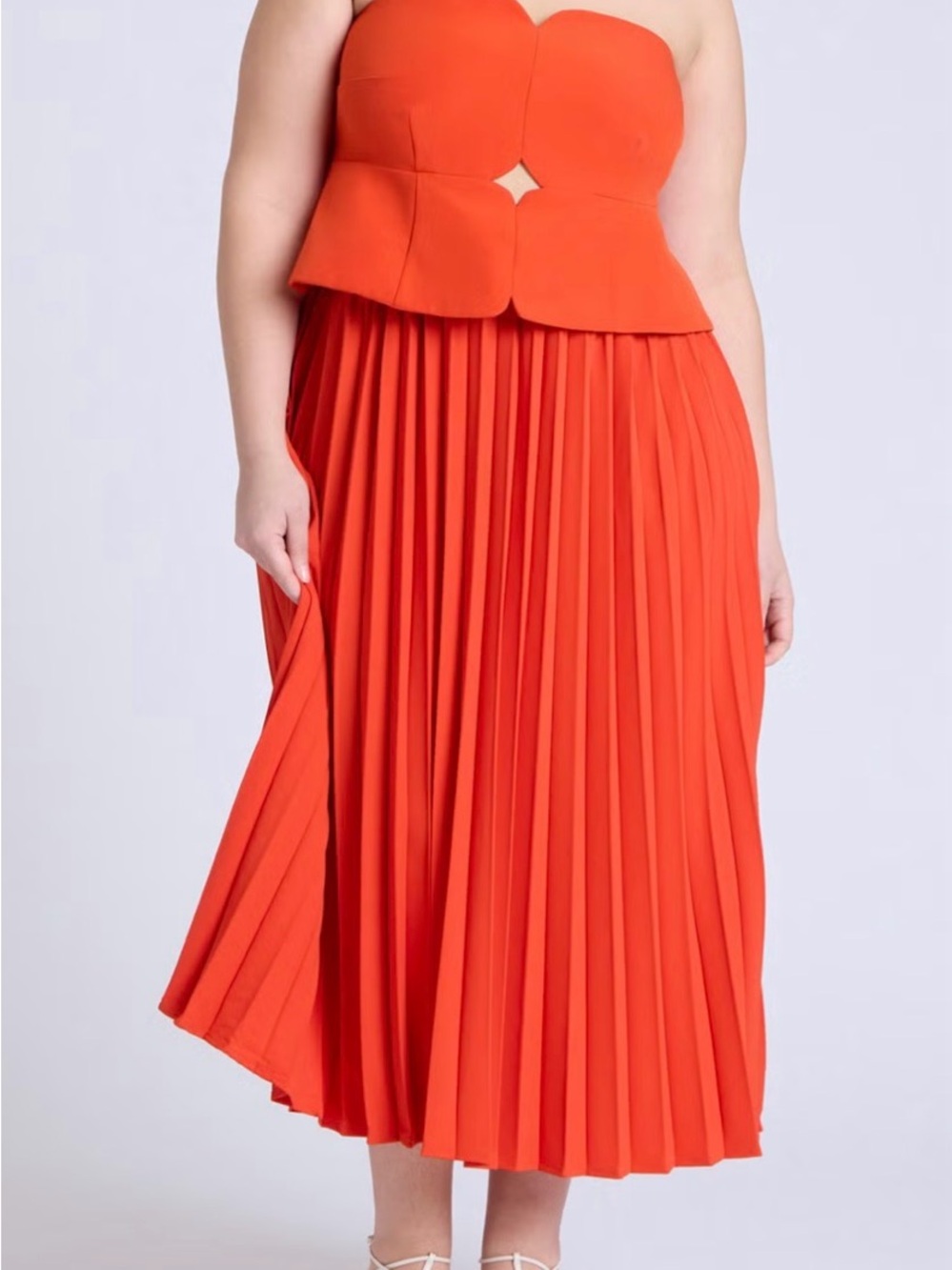 Eloquii Orange Strapless Peplum Dress